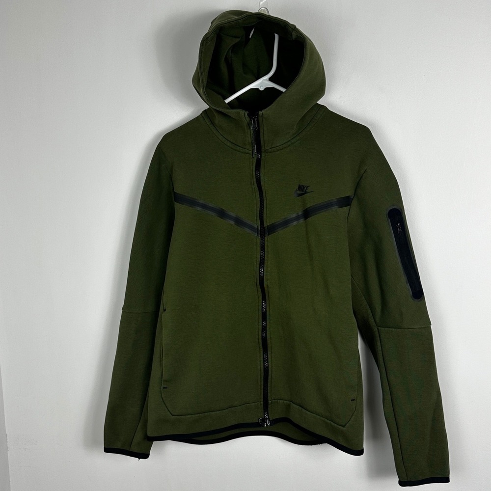 Nike Tech Fleece Windrunner Hoodie Jacket Olive Green Mens Large Full Zip Coat